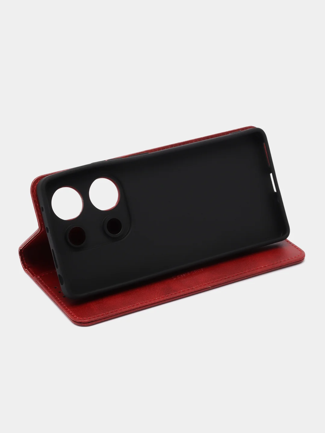 Красный чехол-книжка для  Redmi Note 13 Pro 4G (Редми  Ноут 13 Про)  из Эко кожи