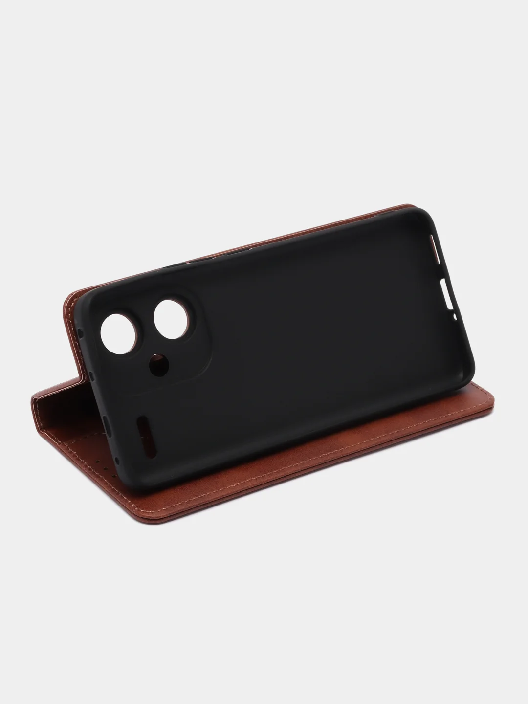 Коричневый чехол-книжка  Redmi  Note 13 Pro  Plus 5G (Редми Ноут 13 Про Плюс) из Эко кожи