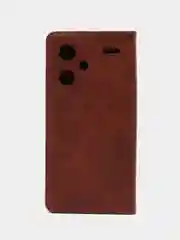Коричневый чехол-книжка  Redmi  Note 13 Pro  Plus 5G (Редми Ноут 13 Про Плюс) из Эко кожи