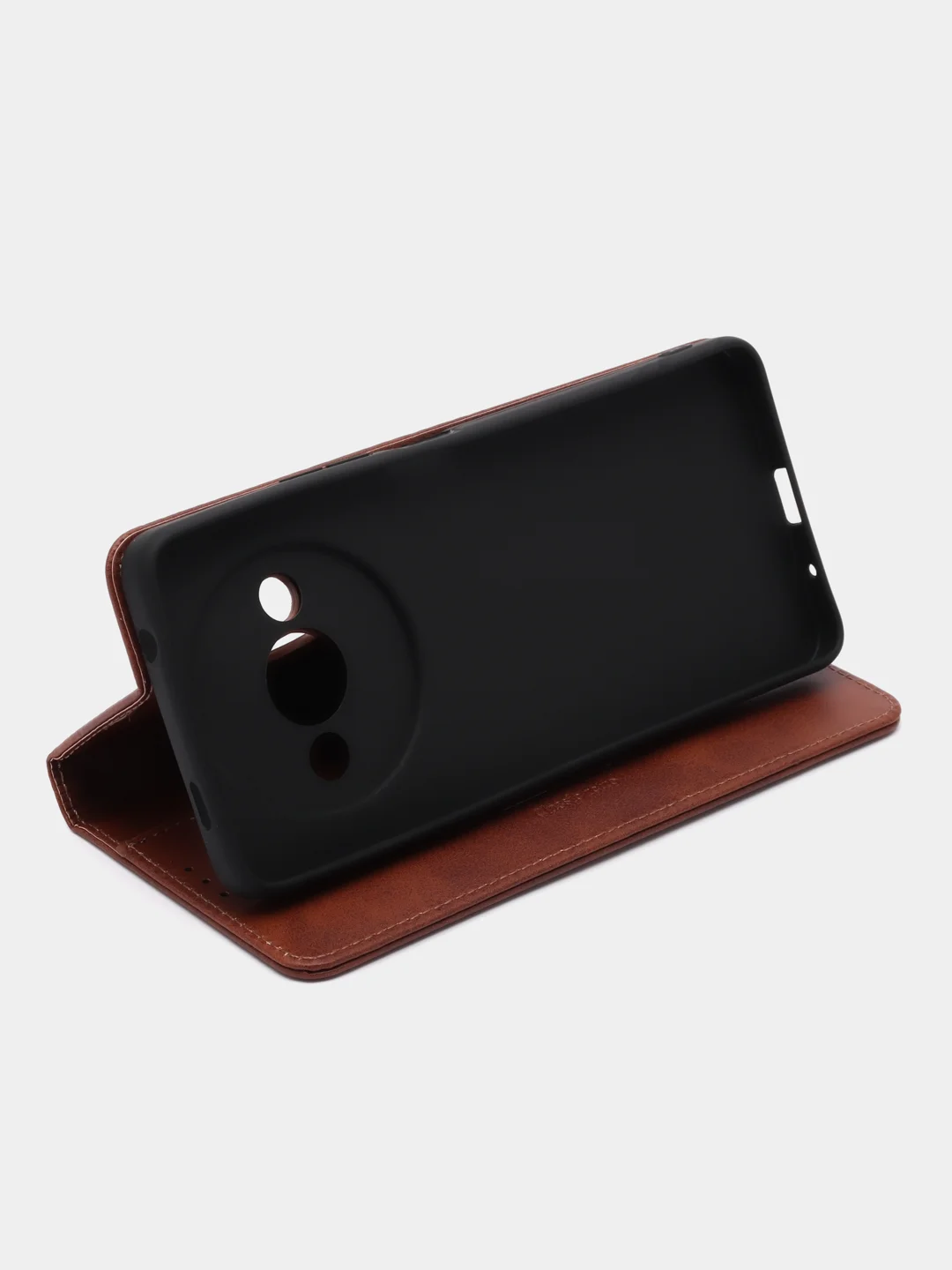 Коричневый чехол-книжка  Redmi  А3 ( Редми А3)  из Эко кожи