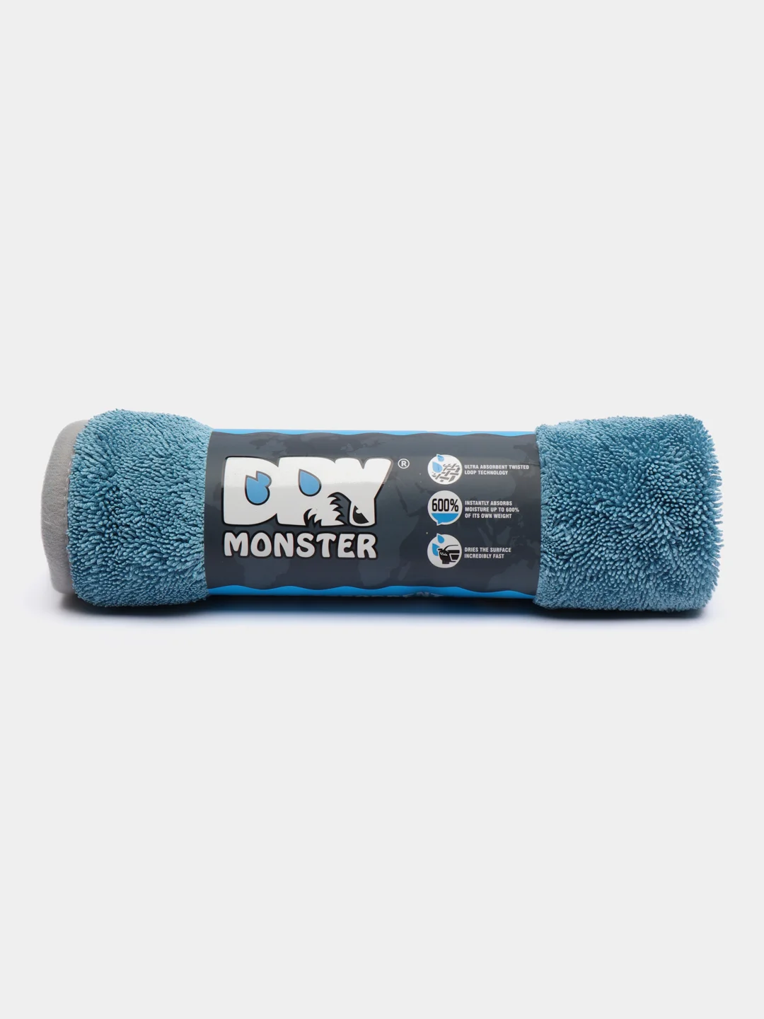 Синий dry MONSTER Супервпитывающее полотенце, микрофибра для сушки кузова автомобиля
