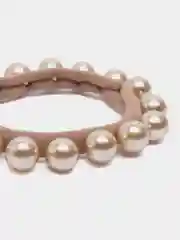 Хаки резинка для волос с жемчугом