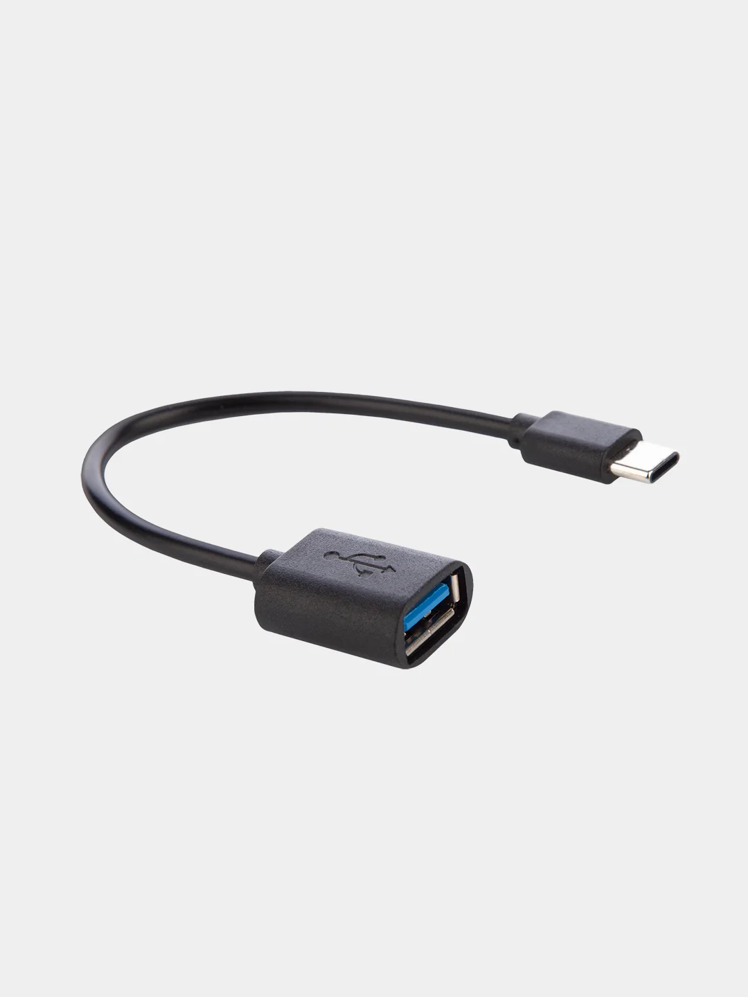 Черный кабель-переходник OTG USB 2.0 Type-A to USB Type-C для смартфонов/планшетов ROSCO 11,5 см