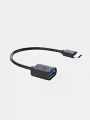 Черный кабель-переходник OTG USB 2.0 Type-A to USB Type-C для смартфонов/планшетов ROSCO 11,5 см