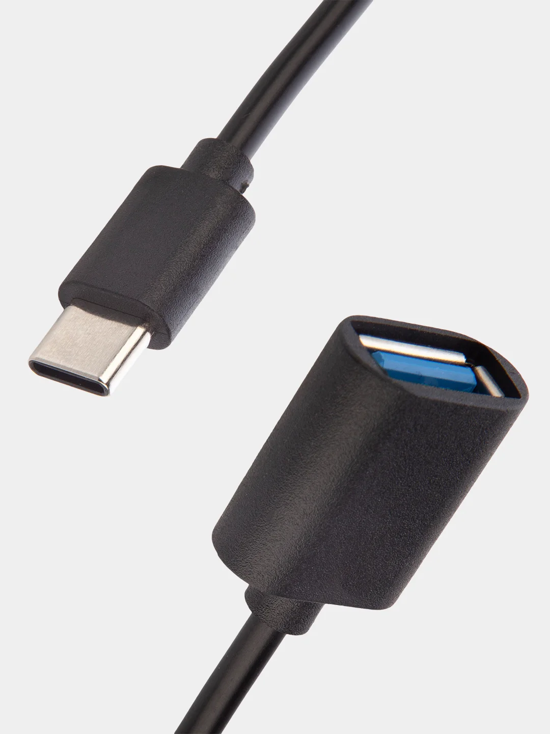 Черный кабель-переходник OTG USB 2.0 Type-A to USB Type-C для смартфонов/планшетов ROSCO 11,5 см