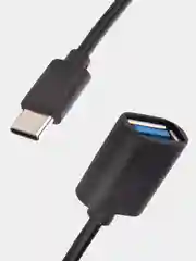 Черный кабель-переходник OTG USB 2.0 Type-A to USB Type-C для смартфонов/планшетов ROSCO 11,5 см
