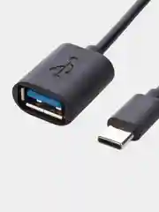 Черный кабель-переходник OTG USB 2.0 Type-A to USB Type-C для смартфонов/планшетов ROSCO 11,5 см