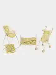 Мебель для куклы игровой набор 4 в 1: коляска, кроватка, стульчик, сумка