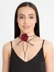 Бордовый чокер цветок, украшение на шею роза