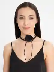 Черный чокер цветок, украшение на шею роза