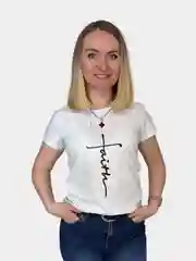 Белый футболка женская с принтом, хлопок