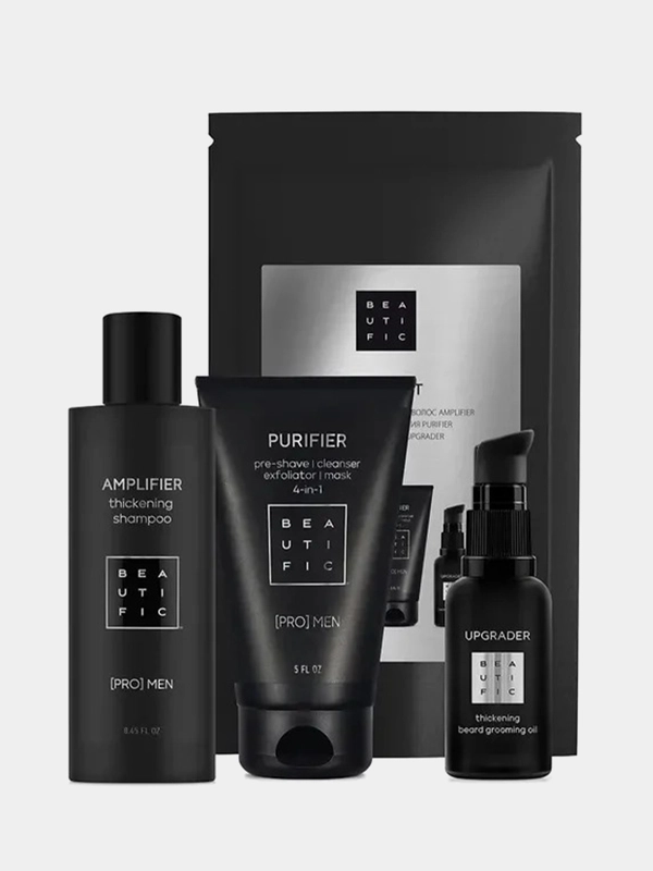 Набор для мужчин BEAUTIFIC REBEL KIT: шампунь, гель-скраб для умывания и масло для бороды