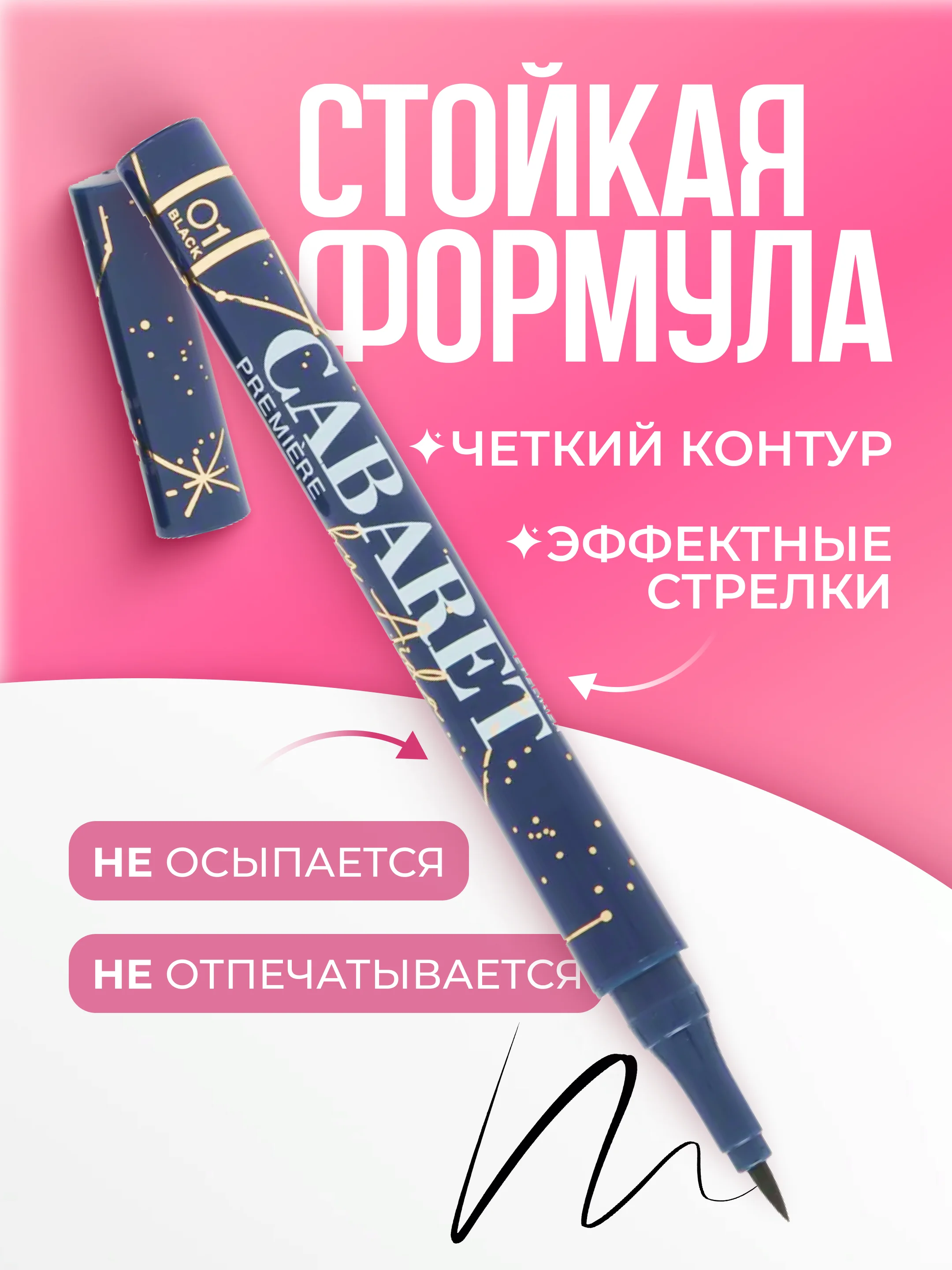 Подводка-фломастер для глаз, черная
