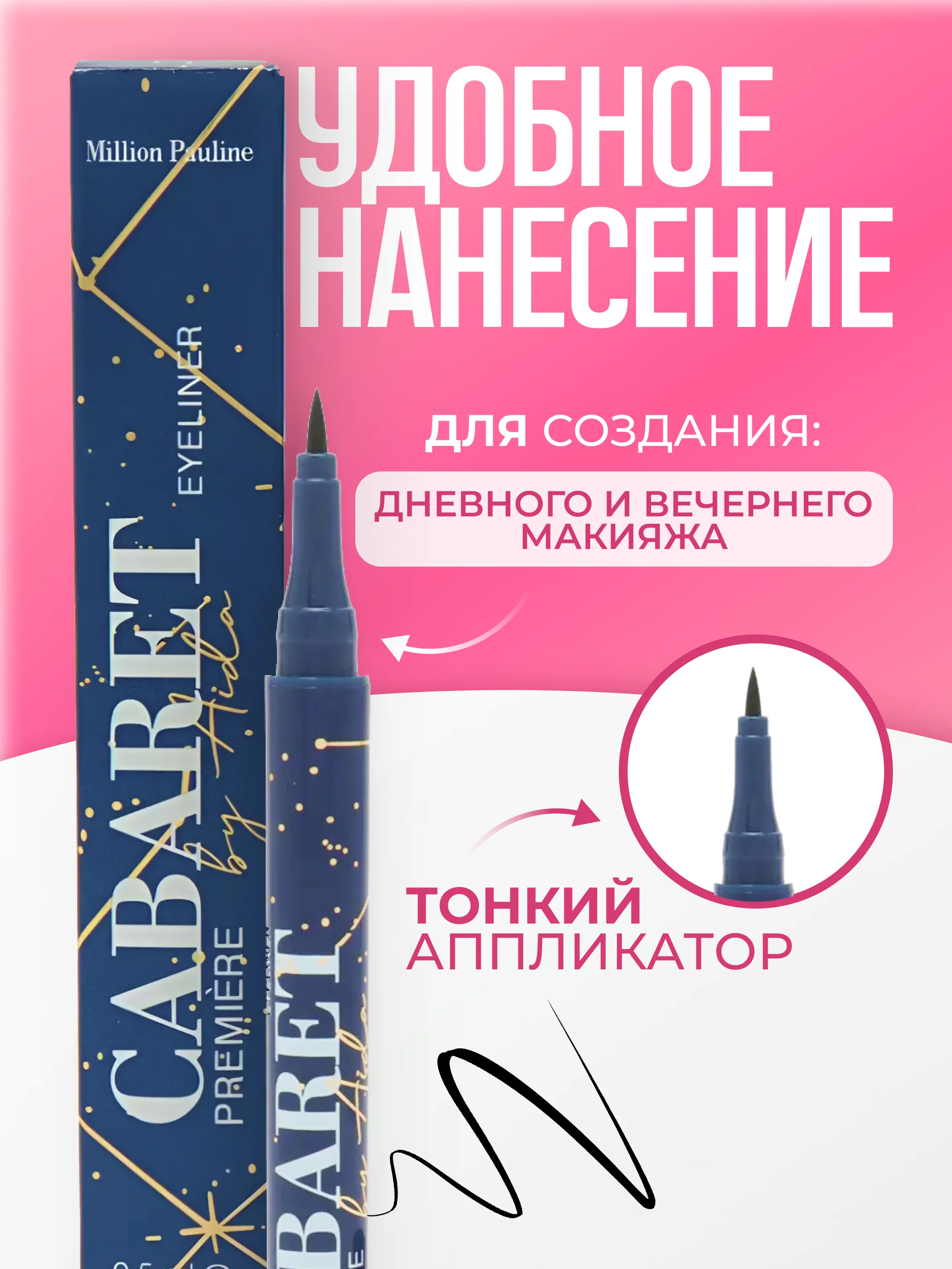 Подводка-фломастер для глаз, черная