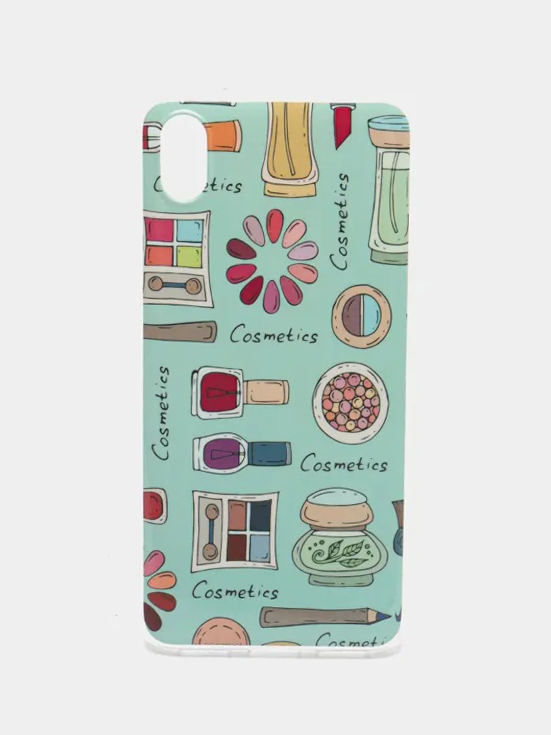 Бирюзовый чехол Xiaomi Redmi 7A, Сяоми Редми 7А с рисунком "Косметика"