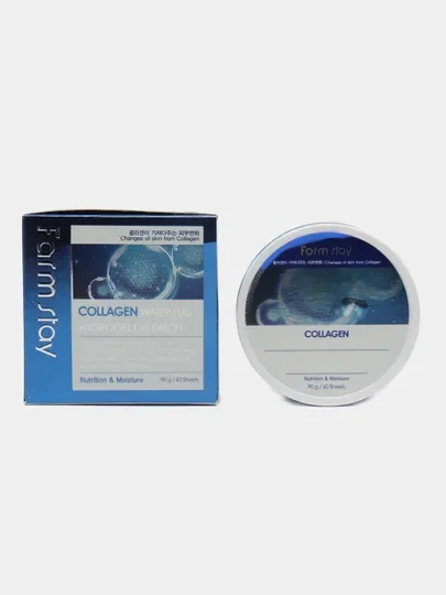 Лазурный гидрогелевые патчи для глаз с коллагеном FarmStay Water Full Collagen Hydrogel Eyepatch