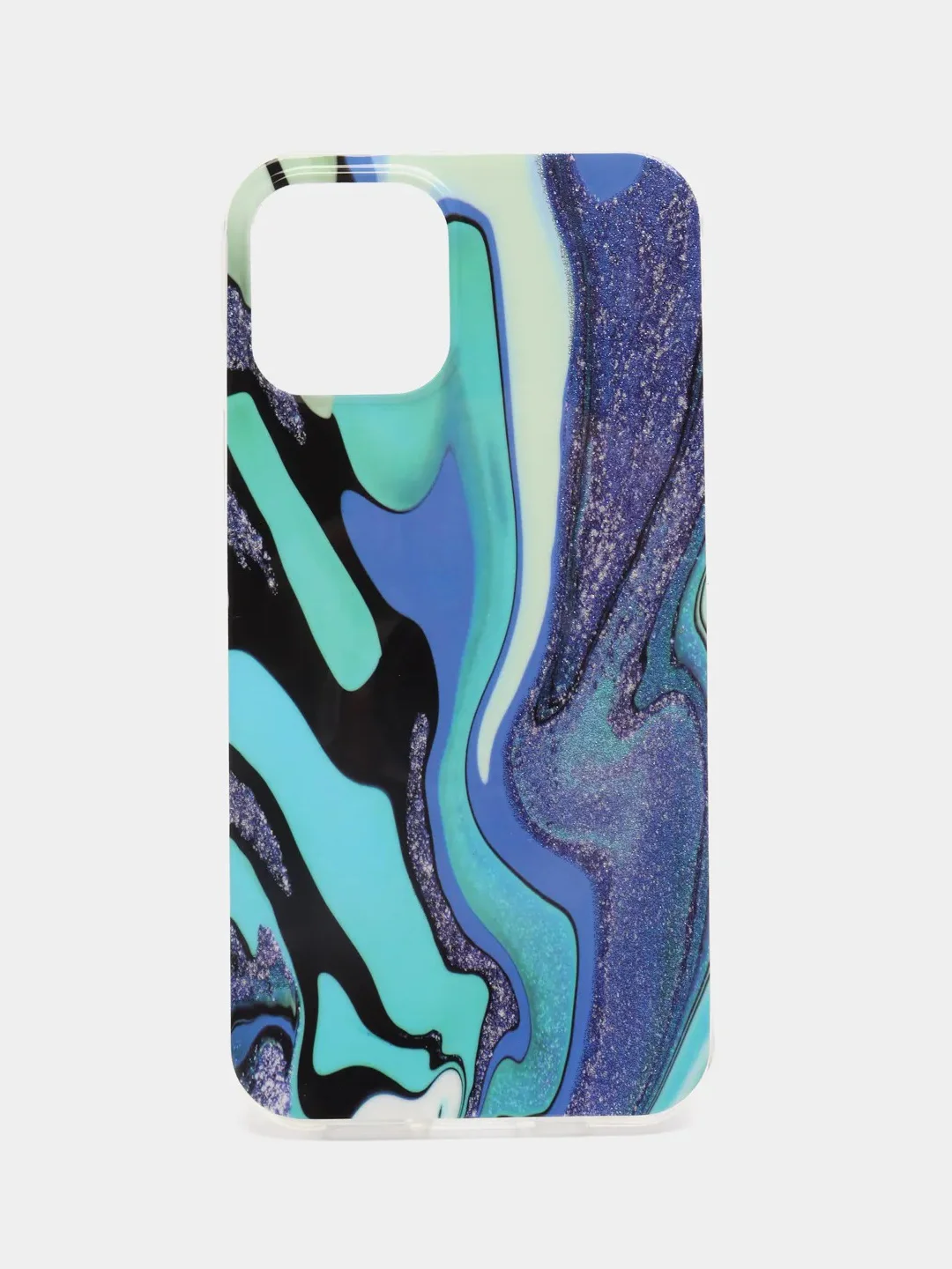 Бирюзовый чехол iPhone 12 / 12 Pro (6.1), 12 mini (5.4) силиконовый с мраморным рисунком