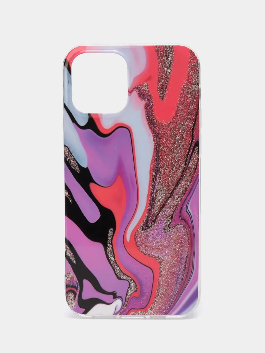 Пурпурный чехол iPhone 12 / 12 Pro (6.1), 12 mini (5.4) силиконовый с мраморным рисунком