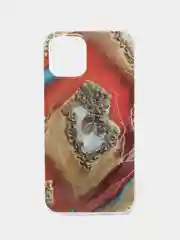 Красный чехол iPhone 12 / 12 Pro (6.1), 12 mini (5.4) силиконовый с мраморным рисунком