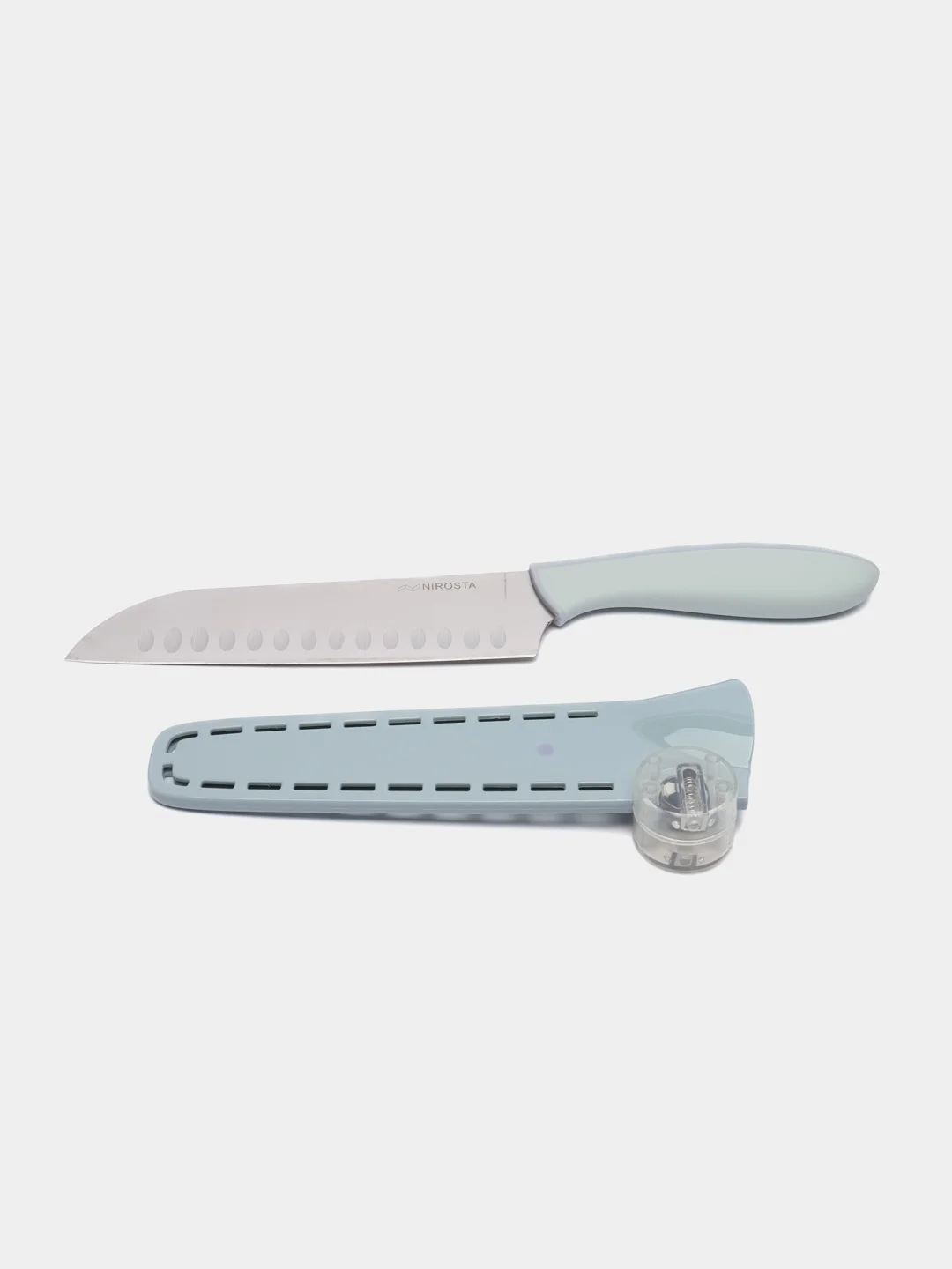Нож "Сантоку", с чехлом и точилкой Nirosta Eversharp 3 в 1, 30,5 см, лезвие 18 см