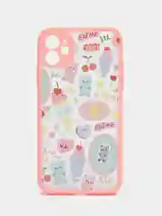 Розовый чехол для айфон (iPhone) 11 / 12 / 13 Pro Max про макс пластиковый с принтом