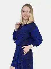 Синий костюм женский: рубашка и шорты, костюм летний