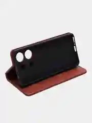 Коричневый чехол-книжка для Redmi Note 13 4G  (Редми Ноут 13 )  из искусственной кожи