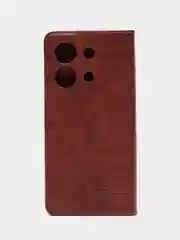 Коричневый чехол-книжка для Redmi Note 13 4G  (Редми Ноут 13 )  из искусственной кожи