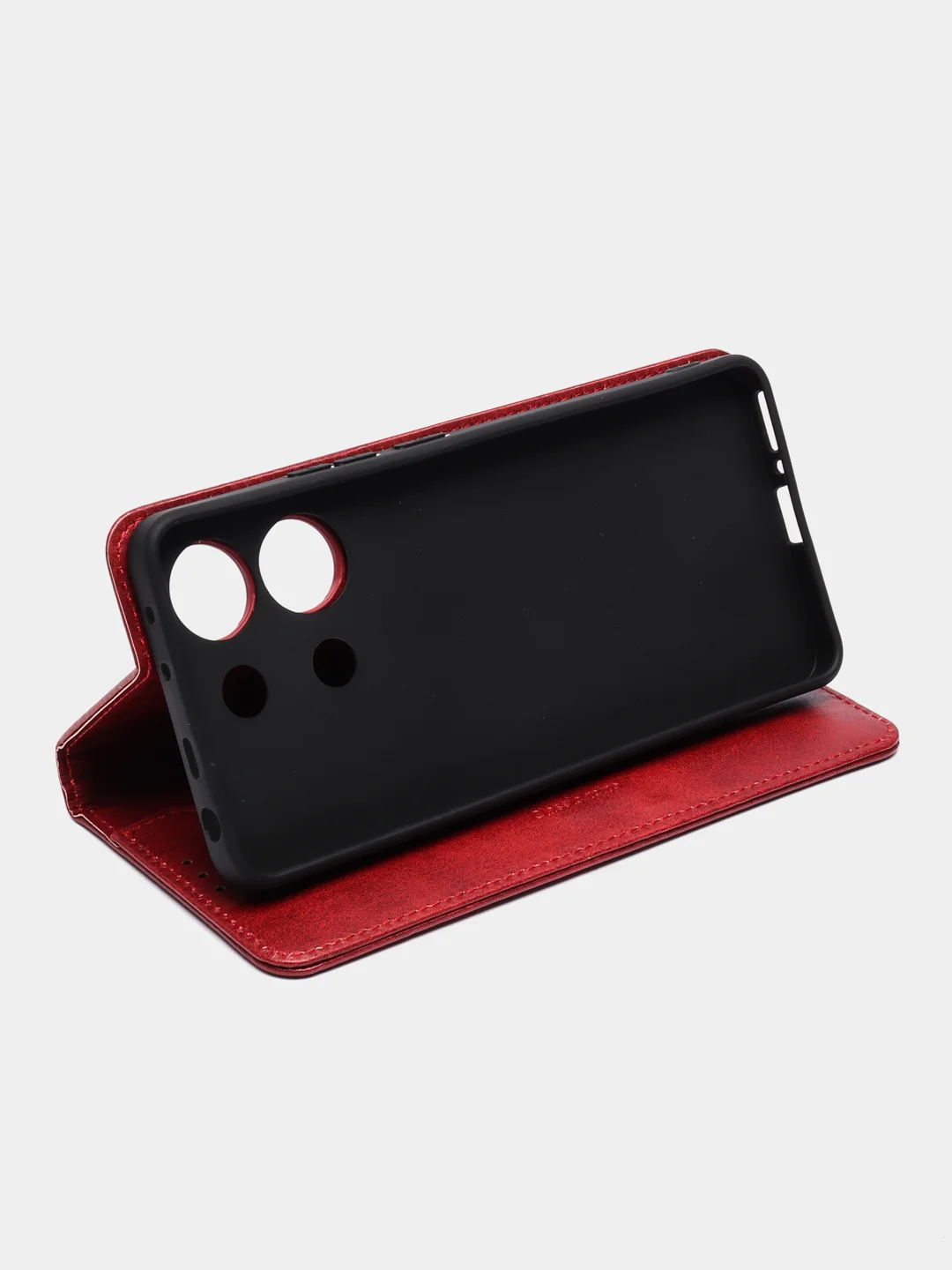 Красный чехол-книжка для Redmi Note 13 4G  (Редми Ноут 13 )  из искусственной кожи