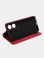 Красный чехол-книжка для Redmi Note 13 4G  (Редми Ноут 13 )  из искусственной кожи