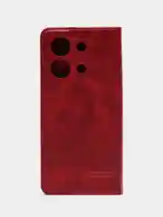 Красный чехол-книжка для Redmi Note 13 4G  (Редми Ноут 13 )  из искусственной кожи