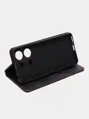 Черный чехол-книжка для Redmi Note 13 4G  (Редми Ноут 13 )  из искусственной кожи