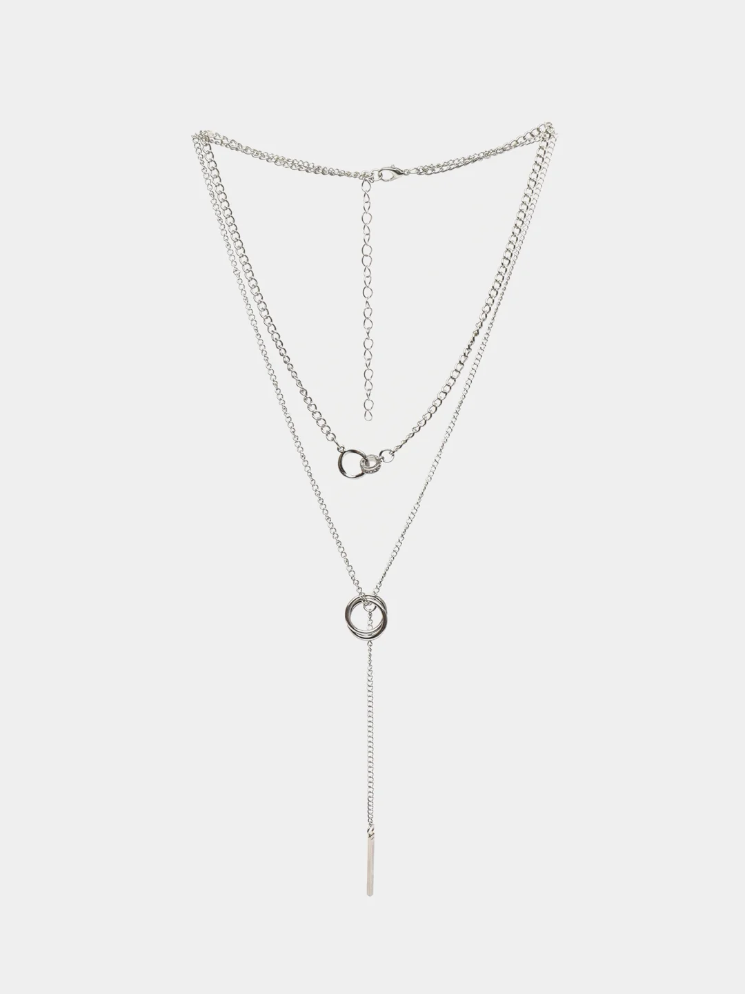 Серебряный длинное колье подвеска
