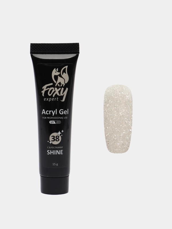 Акрил-гель (Acryl gel) полигель FOXY EXPERT для наращивания ногтей с шиммером