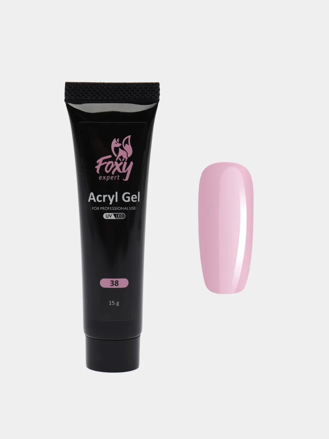 Белый акрил-гель (Acryl gel) полигель FOXY EXPERT, для наращивания ногтей, цветной