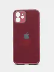 Тёмно-бордовый стеклянный силиконовый чехол на iPhone 13, 12, 11,  XR, 7, 8, SE, 8+, 7+, 6s, 6, Pro, Max