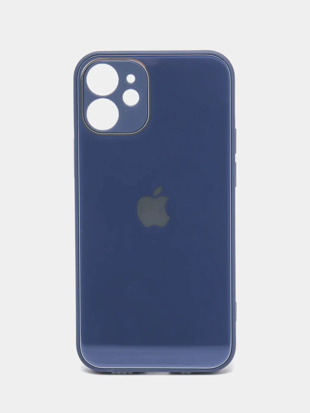 Темно-синий стеклянный силиконовый чехол на iPhone 13, 12, 11,  XR, 7, 8, SE, 8+, 7+, 6s, 6, Pro, Max