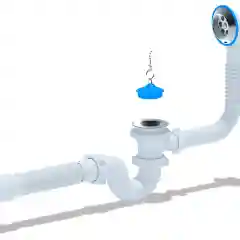 Сифон для ванны АНИ E155  1 1/2"х40, д/ванны, реш. 70мм, с переливом, гофра 40/50