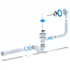 Сифон для ванны АНИ E155  1 1/2"х40, д/ванны, реш. 70мм, с переливом, гофра 40/50
