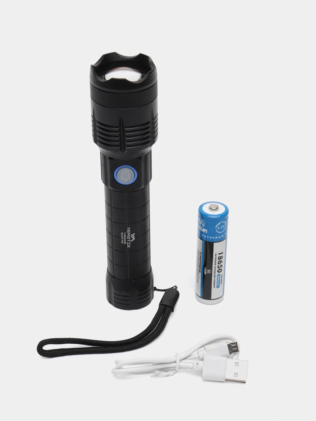 Черный мощный светодиодный фонарь YM-B99-P90 zoom