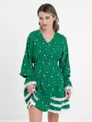 Зеленый платье женское с рюшами