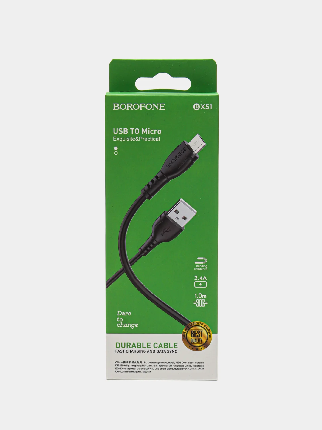 Черный кабель зарядный USB BOROFONE BX51 для micro, type-c, lightning