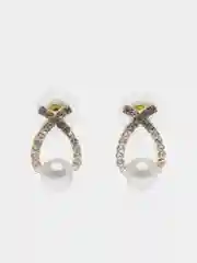 Серьги элегантные с жемчугом, под золото