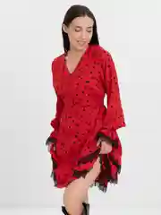 Алый платье женское с рюшами