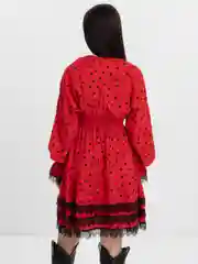 Алый платье женское с рюшами