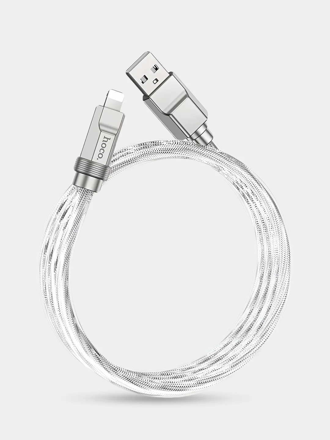 Серебряный кабель Usb-Lightning быстрая зарядка на айфон