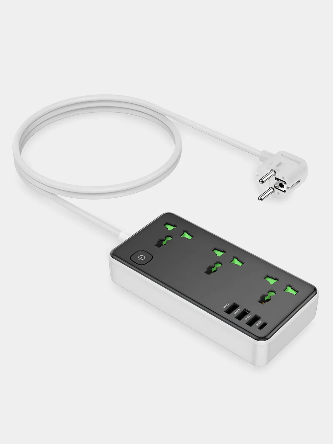 Черный сетевой фильтр с USB разъемами, удлинитель с USB портами, зарядка 17W