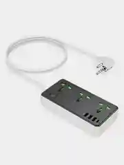 Черный сетевой фильтр с USB разъемами, удлинитель с USB портами, зарядка 17W
