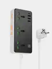 Черный сетевой фильтр с USB разъемами, удлинитель с USB портами, зарядка 17W