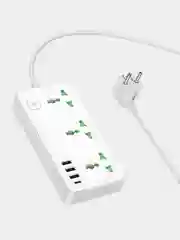 Белый сетевой фильтр с USB разъемами, удлинитель с USB портами, зарядка 17W